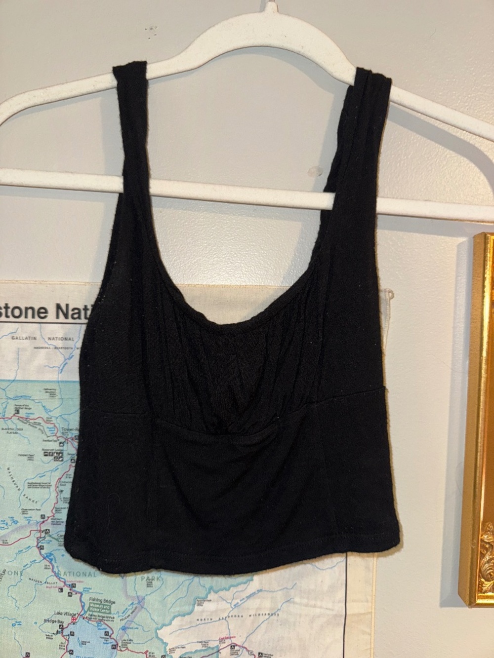 Altar'd State Black Cotton Rouched Tank